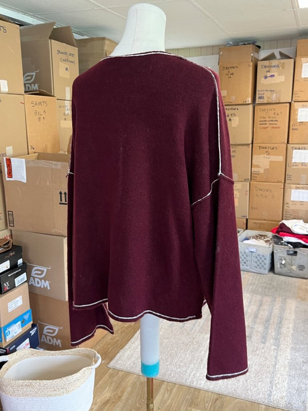 Vince Camuto V-Neck Sweater Pants Lounge Set XL Burgundy - Picture 11 of 16